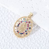 Prix d'usine, pendentifs personnalisés tendance en laiton plaqué or 14K, zircon coloré, religieux, catholique, Vierge Marie, Jésus