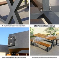 Banc de table de pique-nique extérieur moderne pour les patios commerciaux jardins parcs écoles supermarchés-vente d'usine de meubles en bois métallique