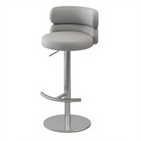 Tabouret de bar moderne en cuir réglable et pivotant avec dossier, structure métallique pour comptoir de cuisine, chambre et salon