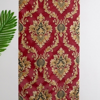 Papier peint grande fleur 3d européen rouge doré, revêtement mural de luxe rétro de grande taille pour mur de chambre à coucher, salon