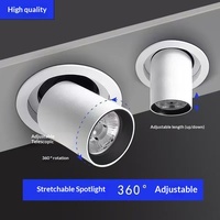 Spot LED encastrable en aluminium extensible, COB, angle de faisceau réglable, pour salons, entrées, magasins, style trompe d'éléphant