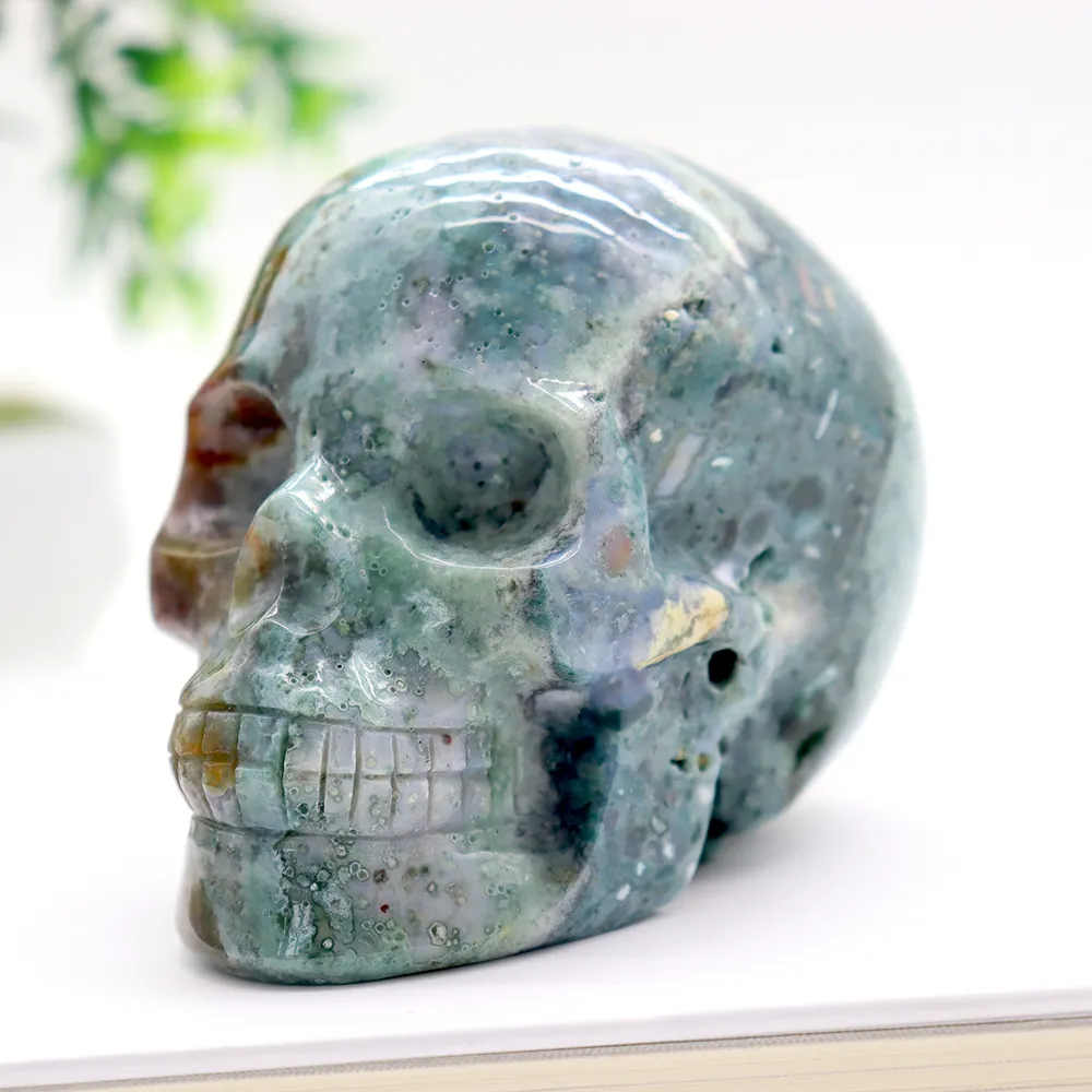 Colorful ocean jasper crystal stone processing ocean jasper crystal skulls for wholesale