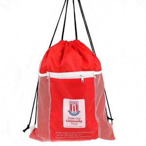 Promotional Draw String Sports <b>Backpack</b> Waterproof Polyester Drawstring Bag With Mesh - Product Image 4