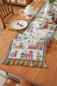 Mantel <span class=keywords><strong>de</strong></span> Jacquard Estampado para Ramadán Kareem EID Mubarak 2026, Diseño <span class=keywords><strong>de</strong></span> Luna, Estrella <span class=keywords><strong>y</strong></span> Castillo, 35*180cm, <span class=keywords><strong>Camino</strong></span> <span class=keywords><strong>de</strong></span> <span class=keywords><strong>Mesa</strong></span> Personalizable con Diseño Festivo - Product Image 2