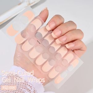 Nude Rose Français Semi-Durci Gel Nail Patch Curseur Adhésif Étanche Longue Durée Couverture Complète Gel Nail Sticker Lampe UV Nécessaire - Product Image 2