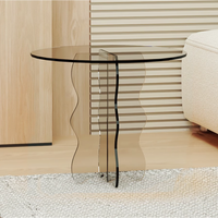 Table basse en acrylique multicolore personnalisée - Ensemble de meubles de patio transparents minimalistes, table et chaises de balcon sur mesure