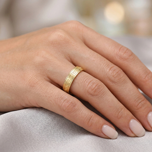 925 Sterling Silber Trendiger Gravierter Wandmuster-<span class=keywords><strong>Ring</strong></span> 18K Vergoldet für Männer Frauen Hochzeit Verlobung Party Geschenk - Product Image 3