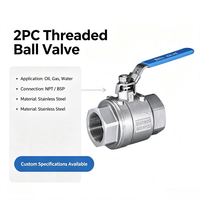 Válvula de Bola Manual KLION Cf8m 1000wog, 2 Piezas, Rosca Hembra de 1/2 Pulgada, Acero Inoxidable 304/316, Certificación OEM ISO CE, para Aceite, Gas y Agua
