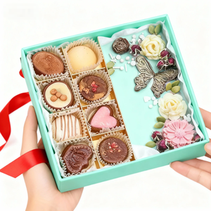 Boîte à chocolats en papier vide pour le Nouvel An, boîte à truffes carrée à 9 compartiments, pour la maison ou le bureau - Product Image 4
