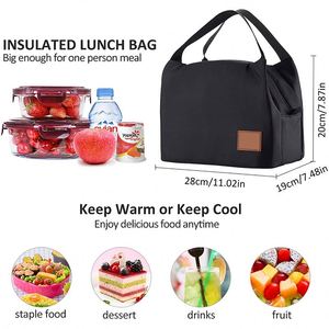 Aluminum Foil Insulated <b>Black</b> <b>Lunch</b> Box <b>Bags</b> for Women Men Reusable Meal Container Zipper Closure Portable Adult Cooler Bento - Product Image 2