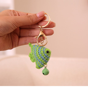 Làm bằng tay Crochet Amigurumi động vật nhiệt đới Cá Gà Keychain Crochet trái cây hoa dâu tây nấm chìa khóa - Product Image 6