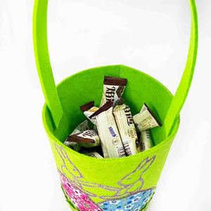 Panier de Pâques Qiankun vert, taille unique, en feutre avec motif de lapin, pour la décoration des enfants - Product Image 2