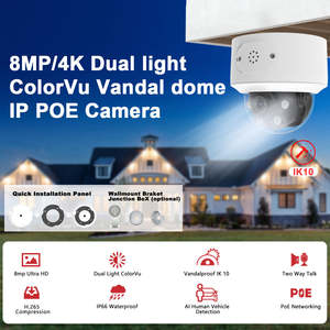 كاميرا مراقبة CCTV قبة PTZ بدقة 8 ميجابكسل مع مستشعر CMOS واتصال صوتي ثنائي الاتجاه ورؤية ليلية وكشف الحركة، معدنية للاستخدام الداخلي والخارجي مع تقنية PoE - Product Image 6