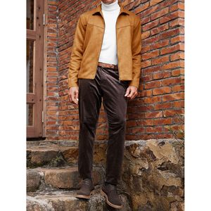 2025 hommes Vintage pleine fermeture éclair daim veste léger classique camionneur manteau réversible peau de mouton cuir collège Style ODM XS - Product Image 5