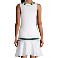 Vente en gros Vêtements de sport preppy à rayures minces et col en V blancs personnalisés pour école Tennis Mini robe pull en coton biologique tricoté pour femmes