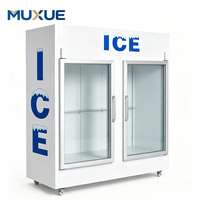 MUXUE R290 Vitrine Réfrigérée Verticale à Porte Vitrée 72 Pouces 1350L Congélateur Commercial pour Stockage de Sacs de Glace Refroidissement par Air