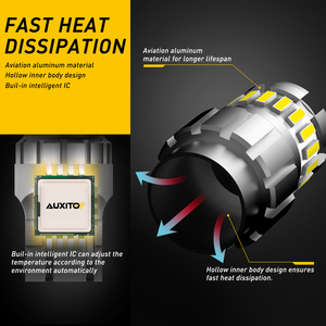 Ampoules LED Auxito améliorées 7443 blanches, 400 % plus lumineuses, remplacement pour feux arrière, feux de recul, feux de jour (DRL) et feux de stationnement, 2 pièces - Product Image 4