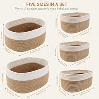 Ensemble de 5 paniers de rangement en coton, paniers tissés, paniers de rangement, panier tressé pour salle de bain, chambre d'enfant, table à langer