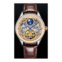 Montre mécanique automatique pour homme, boîtier en acier inoxydable personnalisé en série, squelette, affichage 24 heures, luminescent