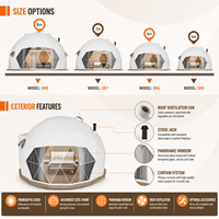 Dôme de glamping géométrique en acier de luxe pour hôtel, abri extérieur de type igloo, tente géodésique ronde