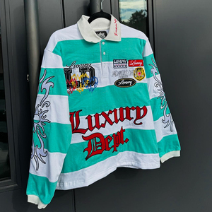 Chemises polo à manches longues de haute qualité, style streetwear décontracté, broderie personnalisée unisexe, <span class=keywords><strong>col</strong></span> carré, t-<span class=keywords><strong>shirt</strong></span> à manches longues <span class=keywords><strong>col</strong></span> <span class=keywords><strong>V</strong></span> style rugby - Product Image 4