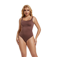 Body gainant sans couture pour femme à col carré, effet amincissant et sculptant, avec maintien de la taille et contrôle du ventre