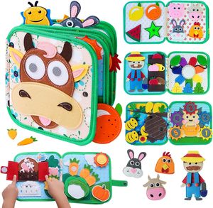 Livre d'activités Montessori pour les tout-petits <span class=keywords><strong>de</strong></span> 1 à 3 ans, thème <span class=keywords><strong>animaux</strong></span> <span class=keywords><strong>de</strong></span> <span class=keywords><strong>la</strong></span> <span class=keywords><strong>ferme</strong></span>, livre silencieux en feutre et planche d'activités, apprentissage préscolaire, motricité fine, sensoriel - Product Image 2