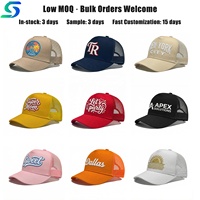 Casquette Trucker en Twill de Coton et Polyester avec Logo Brodé Personnalisé, Style Pro à 5 Panneaux et Dos en Maille, pour Hommes et Femmes, Vente en Gros