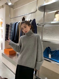 Maglione Invernale da Donna in Pura <span class=keywords><strong>Lana</strong></span> 100%, Collo Alto, Lavorazione a Maglia Larga, Casual, Lungo - Product Image 5