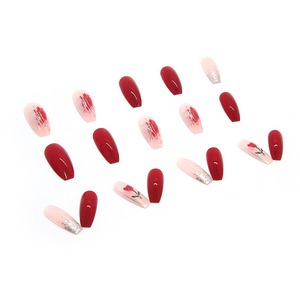 Suministros para <span class=keywords><strong>uñas</strong></span> Productos <span class=keywords><strong>de</strong></span> belleza Prensa en las <span class=keywords><strong>uñas</strong></span> Venta al por mayor Tulipán rojo Diamante <span class=keywords><strong>de</strong></span> imitación Plata Onda Usable Puntas <span class=keywords><strong>de</strong></span> <span class=keywords><strong>uñas</strong></span> acrílicas artificiales - Product Image 4