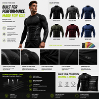 T-shirt de compression 3 zones personnalisé pour homme, soutien musculaire, ventilation laser, couche de base d'entraînement, vêtements de sport OEM sous marque privée