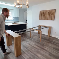 Table à manger extensible moderne de 46 cm transformable en 300 cm avec banc, mobilier de salle à manger pour la maison et les fêtes