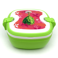 Boîte à lunch micro-ondable à 2 étages, design mignon, compartiment en plastique, boîte à lunch, ensemble de boîtes bento