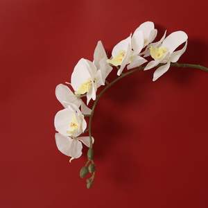 Flor Artificial de Phalaenopsis a <span class=keywords><strong>Precio</strong></span> Económico, Decoración de Flores Artificiales, 8 Orquídeas Mariposa de Terciopelo Color Durazno - Product Image 4