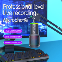 SU9 baru murah Cardioid RGB USB Gaming mikrofon dengan Desktop lengan berdiri Kit untuk PC komputer rekaman telepon Podcast