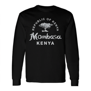 T-shirt a maniche lunghe Mombasa Kenya, design Safari Repubblica del Kenya, girocollo unisex, promozionale per adulti - Product Image 2