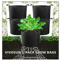 Lot de 5 sacs de culture en tissu non tissé épais et résistants de 25 gallons avec trous de drainage et poignées, style moderne