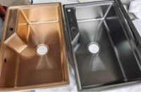 Évier de cuisine en acier inoxydable CICEL avec grande capacité et revêtement PVD doré