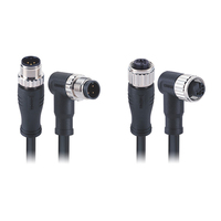 Conector Circular M12 Macho Hembra de 2, 3, 4, 5, 8, 12, 17 Pines, Sin Blindaje, en Ángulo, Cable Conector M12 a Prueba de Agua para Sensor