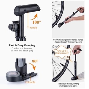 <span class=keywords><strong>Pompe</strong></span> à vélo en alliage d'aluminium <span class=keywords><strong>GIYO</strong></span> avec compatibilité valve Schrader/Presta, tuyau de 29 cm, manomètre, gonfleur d'air pour vélo 120 PSI - Product Image 4