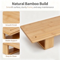 Support d'écran en bambou avec tiroir, rehausseur d'ordinateur ergonomique pour bureau avec gestion des câbles et organisateur de rangement pour la maison et le bureau
