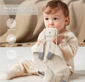 男女通用婴儿安全毯，棉平纹细布婴儿可爱，柔软透气的男孩和女孩婴儿礼物