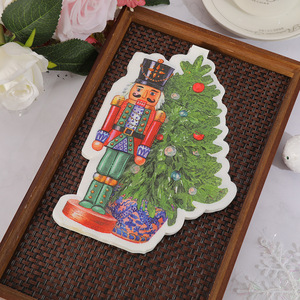 Nutcracker Soldier Shaped Paper Napkins 330mmx400mm Printed Christmas Holiday Napkins - Product Image 3