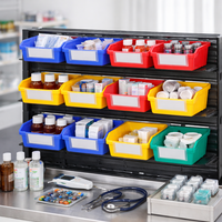 Bac de rangement multifonctionnel rectangulaire classique pour pharmacie hospitalière, avec compartiments empilables, bac ouvert, bacs suspendus à l'avant, organisateur de rayonnages en plastique