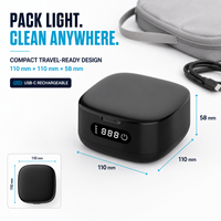 Nettoyeur à ultrasons compact haute vitesse 52 kHz électrique USB mini pour lunettes, bijoux, appareils dentaires, usage domestique et extérieur