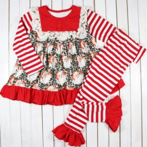 Pyjamas pour enfants en gros, ensembles pour garçons en velours brodés verts, motifs de Noël, pour le printemps et l'automne - Product Image 4
