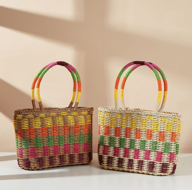 Wholesale Paper Rope Handmade Handbag Personalized Woven Summer Vacation Beach Tote Bags