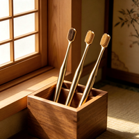 Brosse à dents souple plaquée or avec logo OEM et poils PBT pour le blanchiment des dents, usage adulte, usage domestique, outil de soin buccal manuel