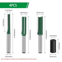 Fresa de cuchilla recta de tres hojas con vástago de 1/4, verde, para máquina de fresado, con filo de corte y base plana