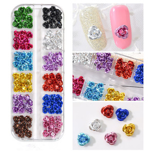 Precio de Fábrica, Decoración de Uñas 3D con Pequeñas Rosas, Flores de Aluminio Coloridas, Dijes de Pedrería para Uñas - Product Image 2